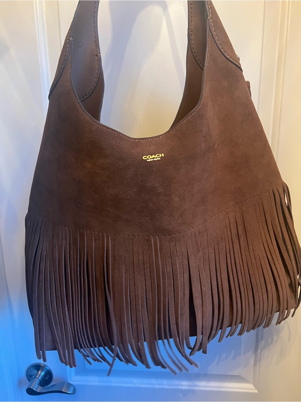 Coach Brown Suede Fringe Brooklyn Bag